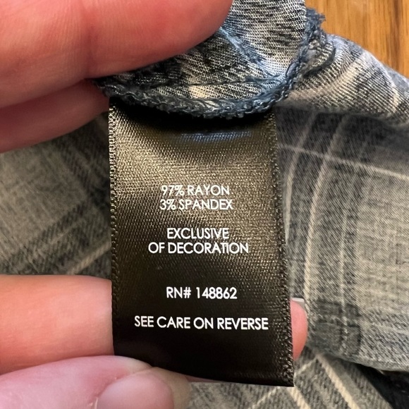 Torrid Ava - Navy Plaid Challis Lace Trim Cami - Picture 10 of 10